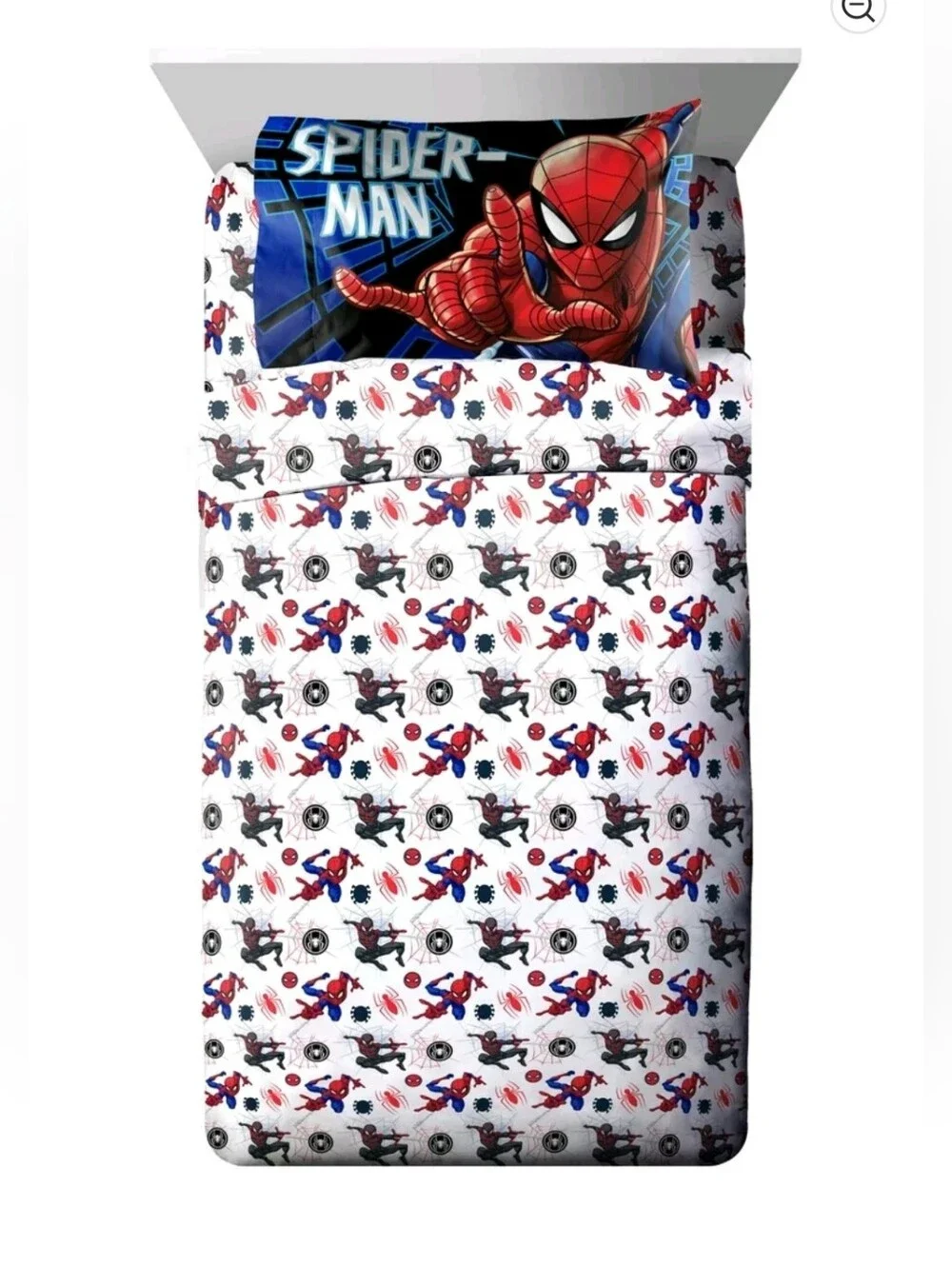 Spider-Man Kids 3-Piece Twin Sheet Set, Microfiber, White, Marvel